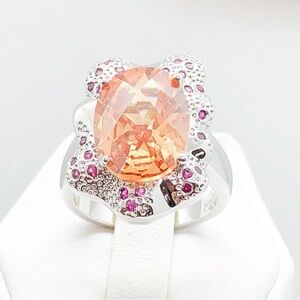 Elegant 18K White Gold Filled Size 9 Gemstone Ring